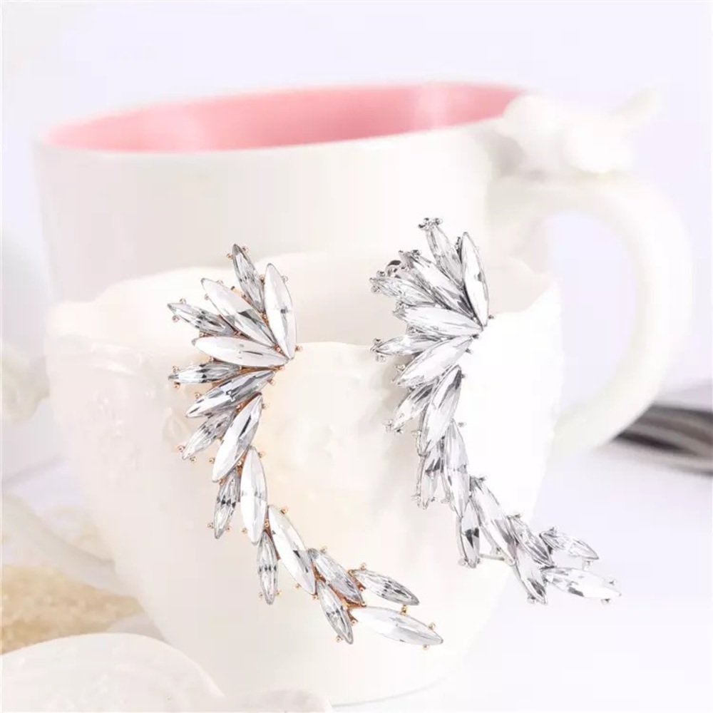 Iridescent Crystal Rhinestone Ear Cuff Earring - Picture 2 of 16